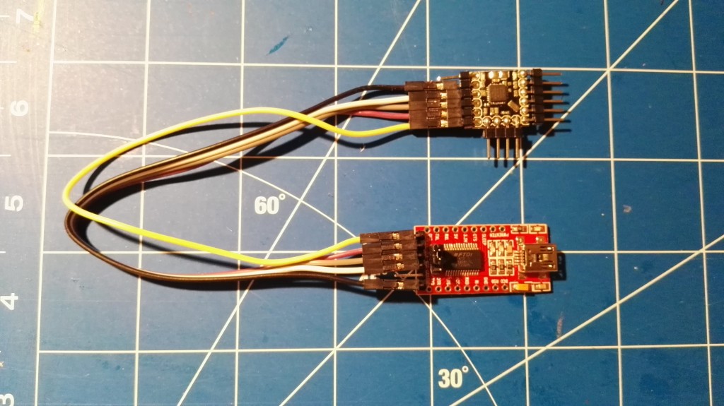 Micro MinimOSD connected to FTDI