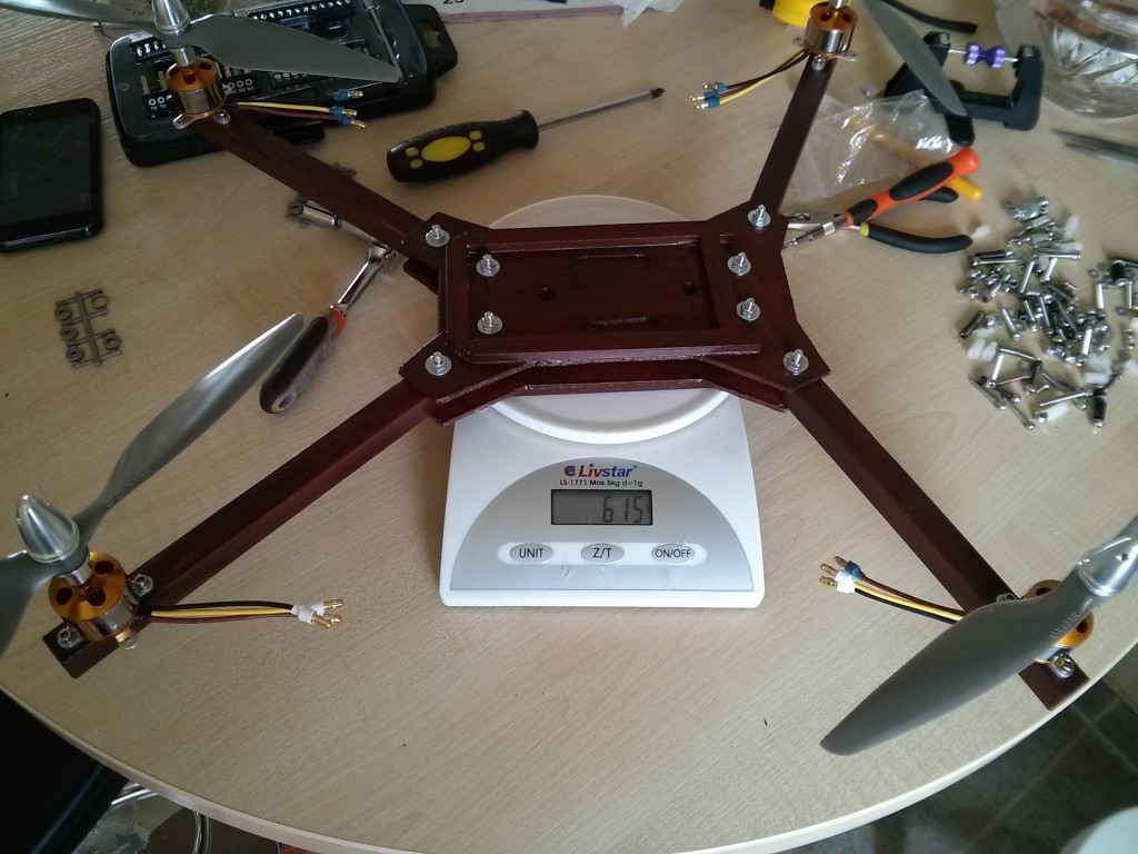 wooden quad frame on scale