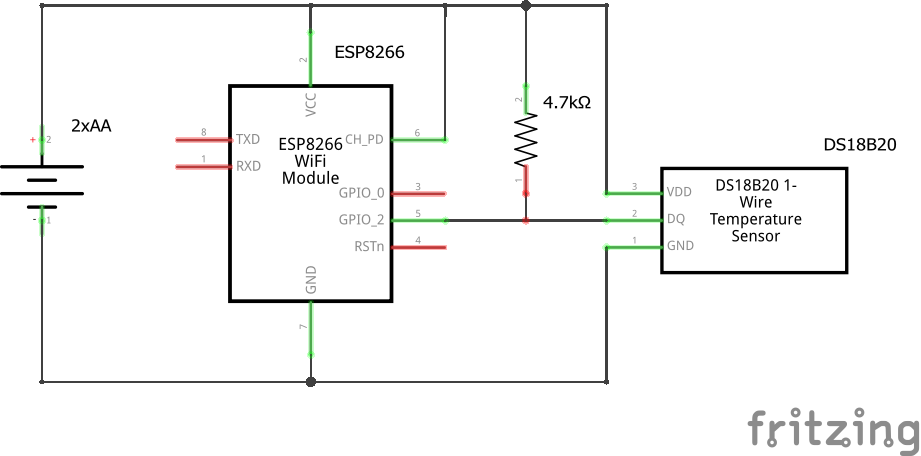 esp8266 ESP-01 DS18b20 connection