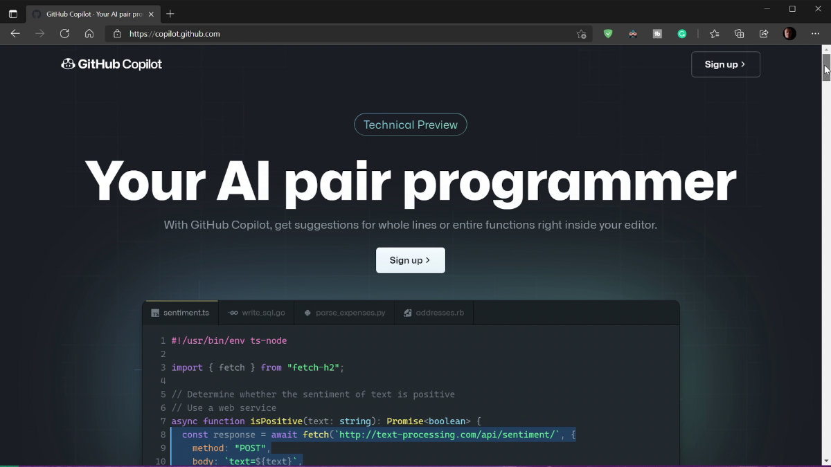 Artificial Intelligence for Developers - GitHub Copilot